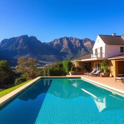 Luxury villa with pool and mountain view in Franschhoek